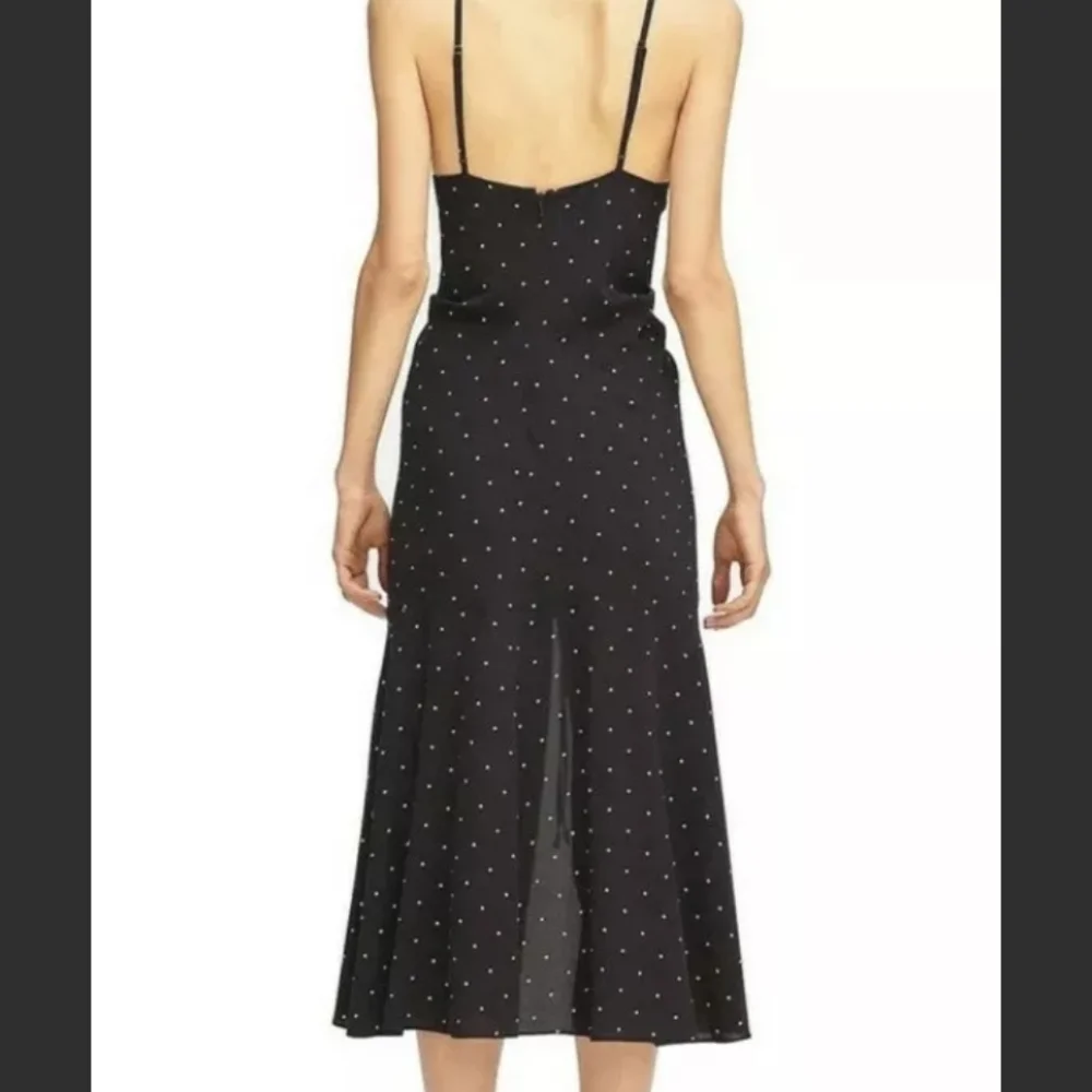 Alice McCall Size 6 Dark Blue Midi Dress with tiny Polka Dots - Picture 4 of 4